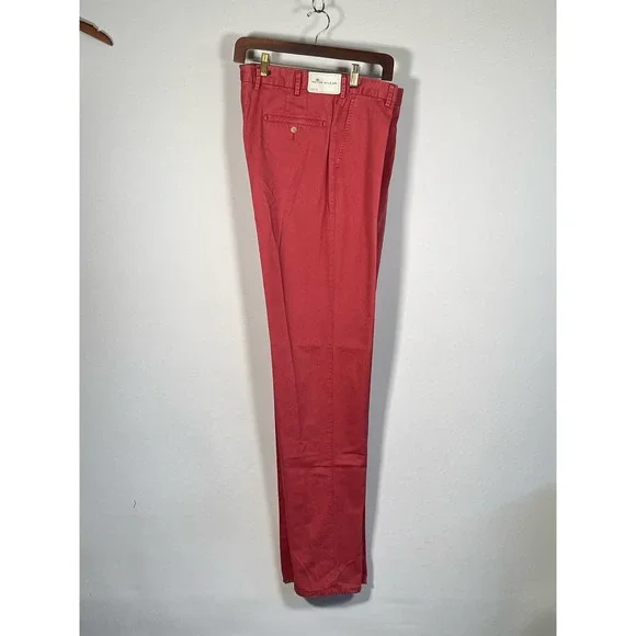 NEW NWT Peter Millar Washed Twill Flat Front Men's Pants Sport Red 36" x 37.5" - Picture 10 of 11